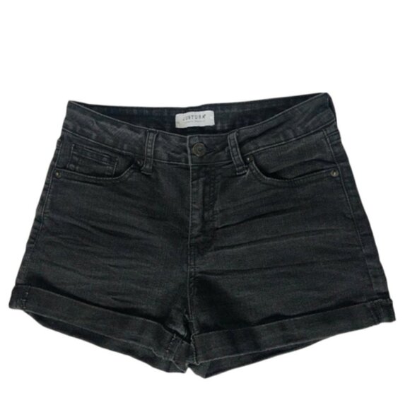 Just USA Authentic Originals Denim Booty Shorts Small Charcoal Wash Cuffed - Picture 1 of 3